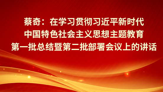  蔡奇：?在學習貫徹習近平新時代中國特色社會主義思想主題教育第一批總結暨第二批部署會議上的講話